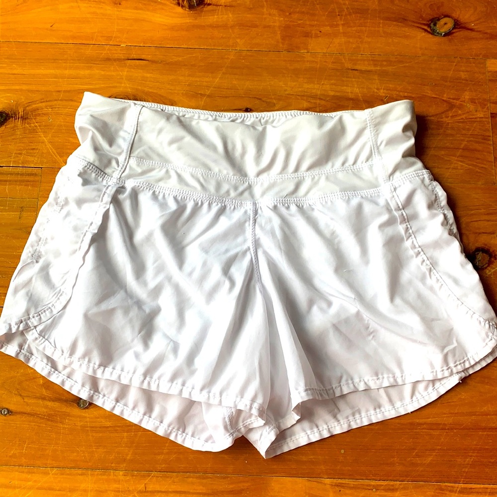 White Lululemon running shorts size 6